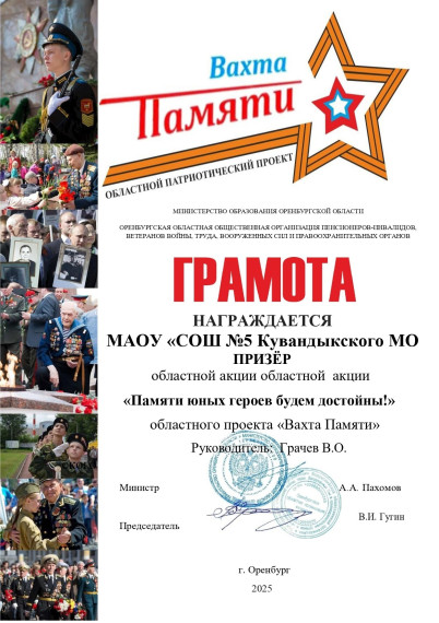 Итоги областного патриотического проекта «Вахта Памяти».
